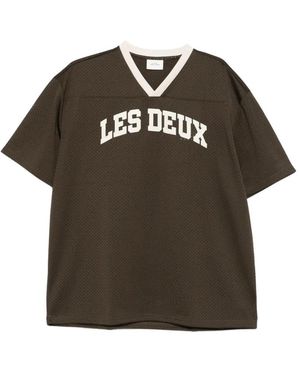 Les Deux T-Shirt Perforé À Col V - Brown