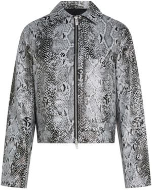 Karl Lagerfeld Veste En Cuir À Effet Peau De Serpent - Gris