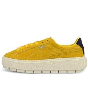 PUMA Trace Bold Suede Platform Sneakers - Yellow