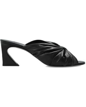 Fendi Arco Twisted-Upper Leather Sandals - Black