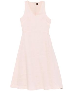 BOSS V-Neck Midi Dress - Pink