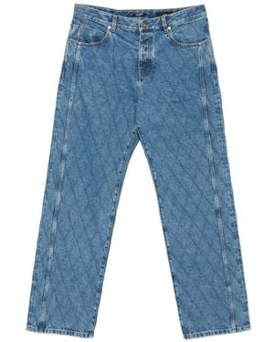 Balmain Quilted Straight-Leg Jeans - Blue