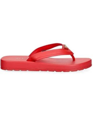 Guess Candry Logo-Plaque Flip-Flops - Red