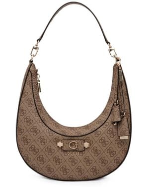 Guess Monogram-Print Curved Tote Bag - Grey