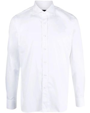 Tagliatore Cutaway-Collar Cotton Shirt - White