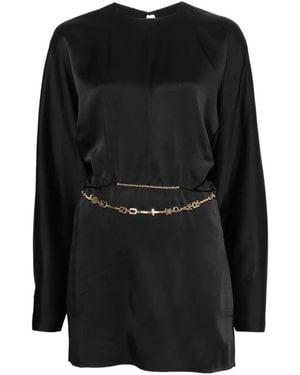 Saint Laurent Chain-Link Open-Back Mini Dress - Black