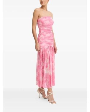 Bardot Robe Mi-Longue Solana À Imprimé Tie Dye - Rose