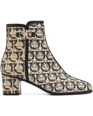 Ferragamo Gancini Print Ankle Boots - Brown