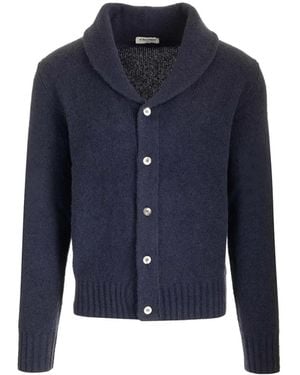 Al Duca d'Aosta Shawl-Collar Merino Cardigan - Blue
