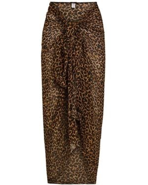 Away That Day Santorini Sarong Mit Leopardenprint - Braun