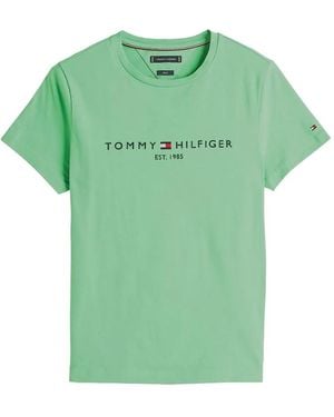 Tommy Hilfiger Logo-Embroidered Cotton T-Shirt - Green