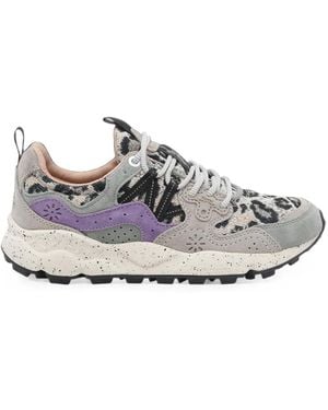Flower Mountain Leopard-Print Low-Top Sneakers - White