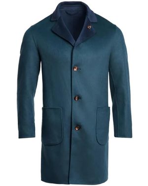 Kiton Reversible Cashmere Overcoat - Blue