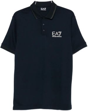 EA7 Logo-Detail Polo Shirt - Blue