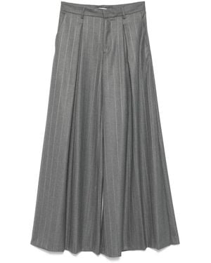 ANDAMANE Pinstripe Pleated Trousers - Grey