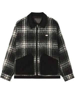 Musium Div. Check-Pattern Corduroy-Trim Jacket - Black