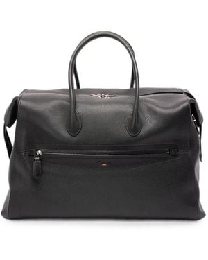 Santoni Reisetasche Aus Gekörntem Leder - Schwarz