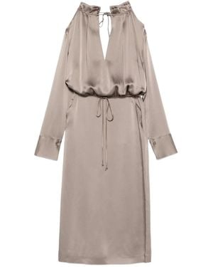 Semicouture Open-Shoulder Dress - Grey