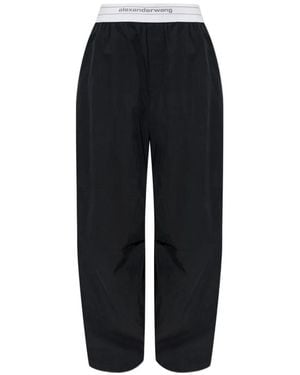 Alexander Wang Logo-Waistband Cotton Track Pants - Black