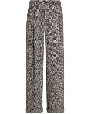 Dolce & Gabbana Pleated-Front Herringbone Pants - Gray