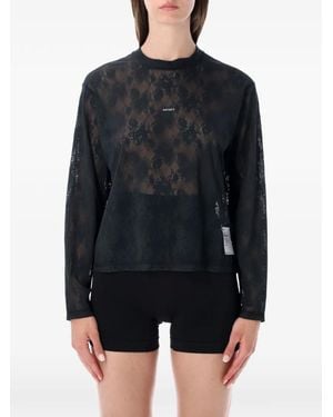 Satisfy Camiseta Spacelace Con Encaje Floral - Negro