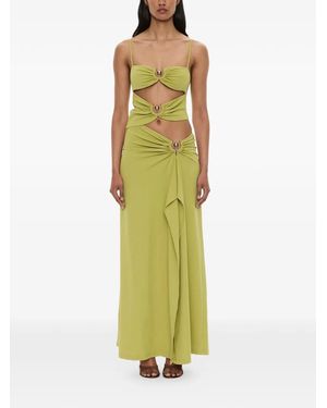 Christopher Esber Orbit Ruched Cutout Long Dress - Green