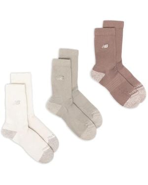 New Balance Logo-Embroidered Ribbed-Knit Socks Set (Set Of Three) - White