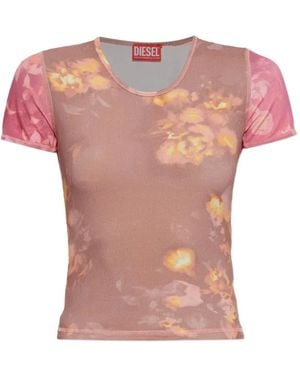 DIESEL Camiseta T-Elenewu Con Estampado Floral - Rosa