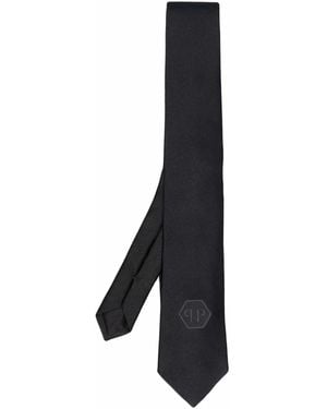 Philipp Plein Cravate En Soie À Patch Logo - Noir