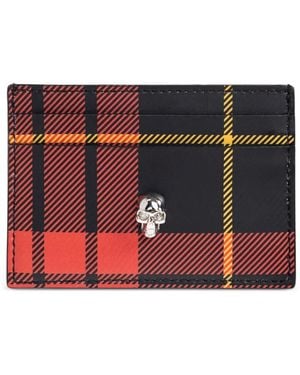 McQueen Tartan Skull Cardholder - Red
