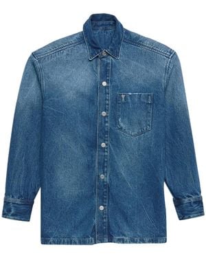 Ami Paris Ami De Coeur-Plaque Denim Jacket - Blue
