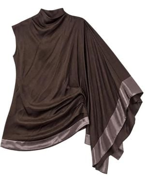 YANGKEHAN Asymmetric Draped Top - Brown