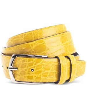 D'Amico Crocodile-Effect Leather Belt - Yellow