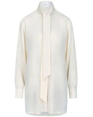 Victoria Beckham Blusa Plisada Con Detalle De Pañuelo - Blanco