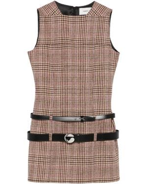 Coperni Kariertes Kleid mit Gürtel - Braun