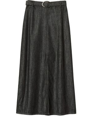 Twinset Long Flowing Denim Skirt - Black