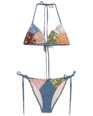 Zimmermann Bikini Mit Patchwork-Print - Weiß