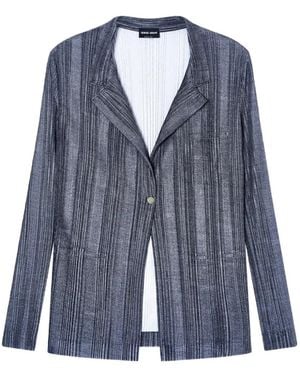 Giorgio Armani Asv Plissé-Effect Single-Breasted Jacket - Blue