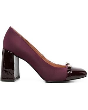 Love Moschino Square-Toe Heart-Detail Pumps - Purple