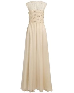 Alberta Ferretti Embellished Gathered Dress - White