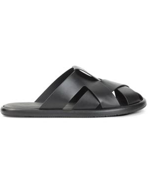 Giorgio Armani Interwoven Leather Sandals - Black