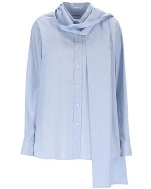 The Erose Salvador Scarf-Detail Shirt - Blue
