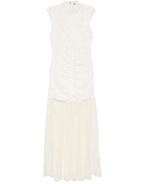 ROTATE BIRGER CHRISTENSEN High Neck Sleeveless Dress With Gathered Details - White