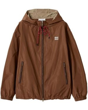 Miu Miu Klassische Kapuzenjacke - Braun