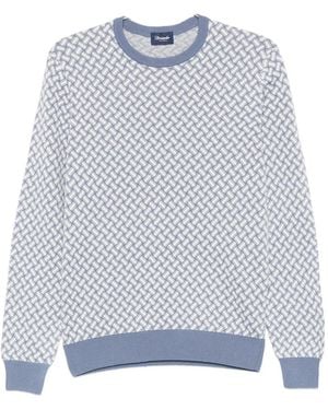 Drumohr Geometric-Pattern Jumper - Blue