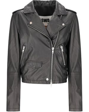 S.w.o.r.d 6.6.44 Zip-Fastening Leather Jacket - Black