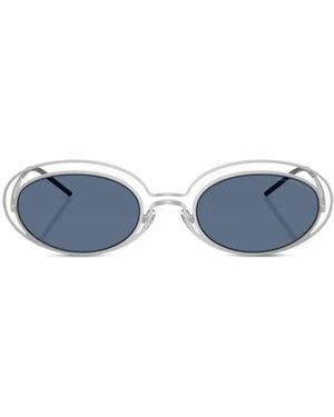 Emporio Armani ダブルフレーム オーバルサングラス - ブルー