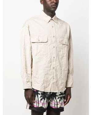 Palm Angels Logo-print Long-sleeve Shirt - Natural