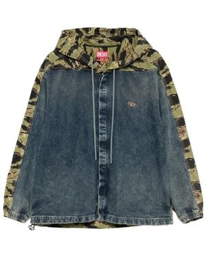 DIESEL Camouflage Sleeve Denim Jacket - Blue