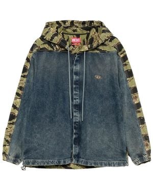 DIESEL Camouflage-Panel Denim Jacket - Blue